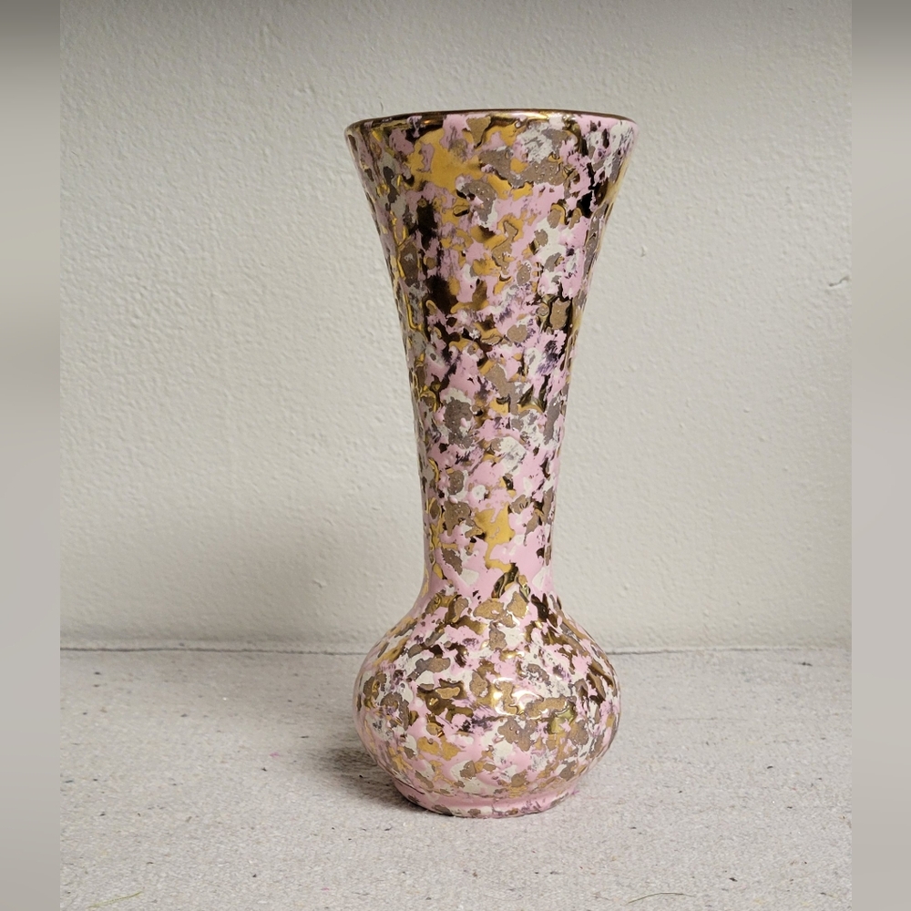 Vintage Pink And Gold Vase
